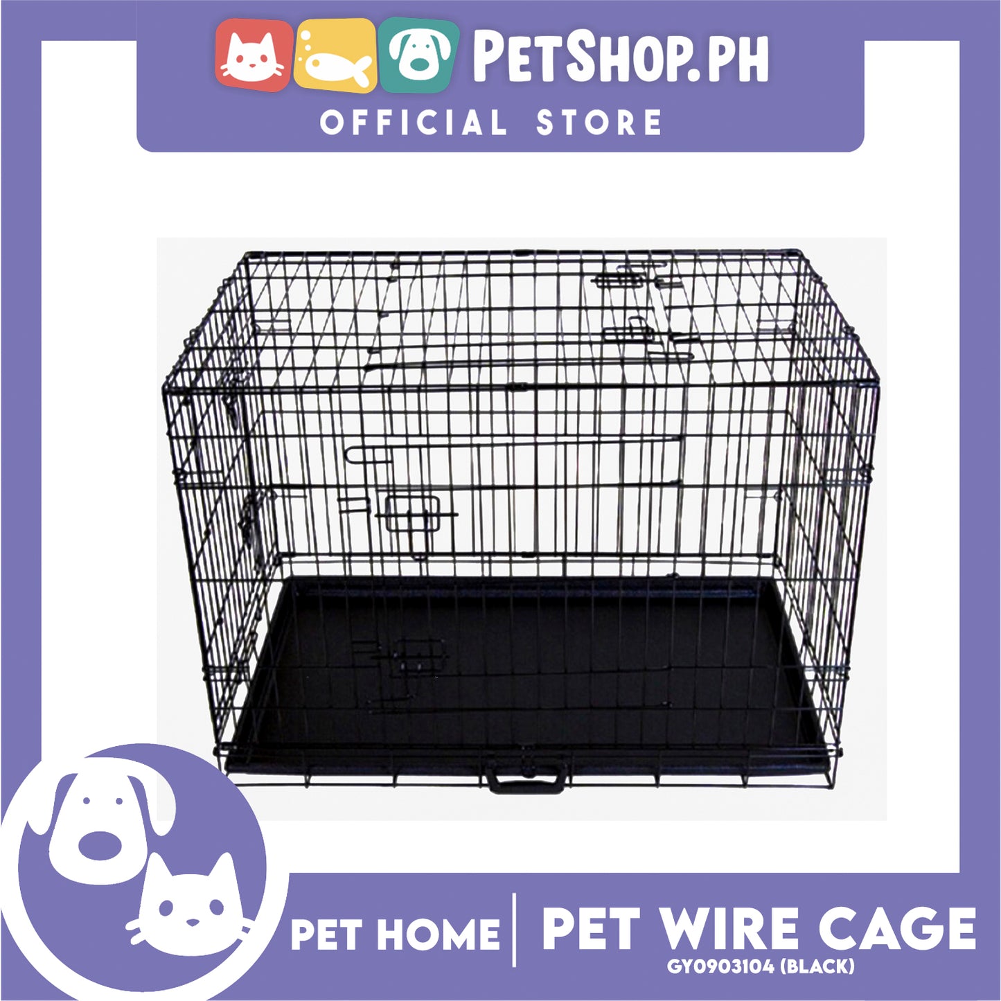 Pet Cage Wire Flooring, Painted Black Wire Cage, Comes With Tray Underneath (GY0903104) Pet Cage, Pet Accessories, Pet House