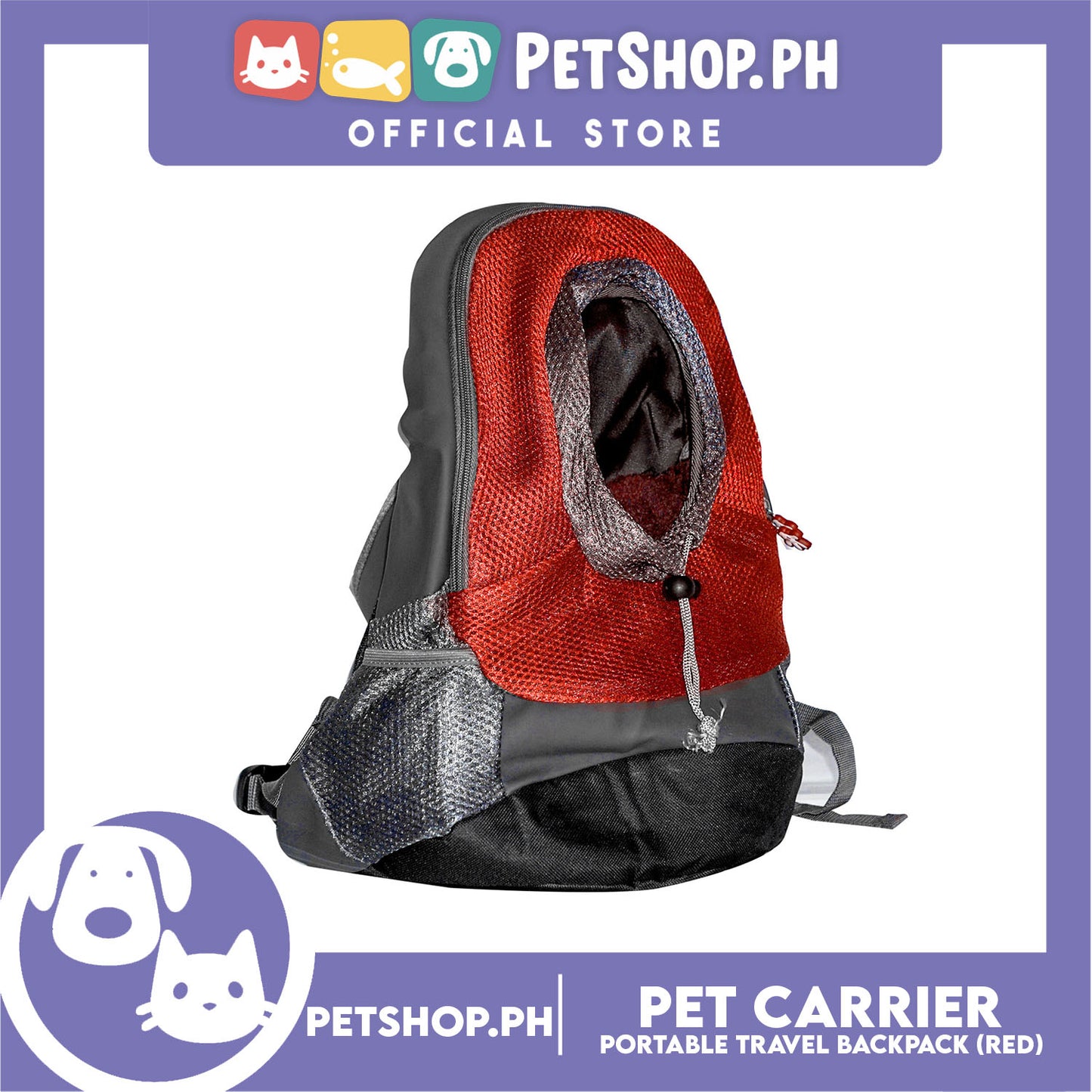 Pet Carrier Portable Outdoor Travel BackPack Safe Carrier for Dogs & Cats (Red)