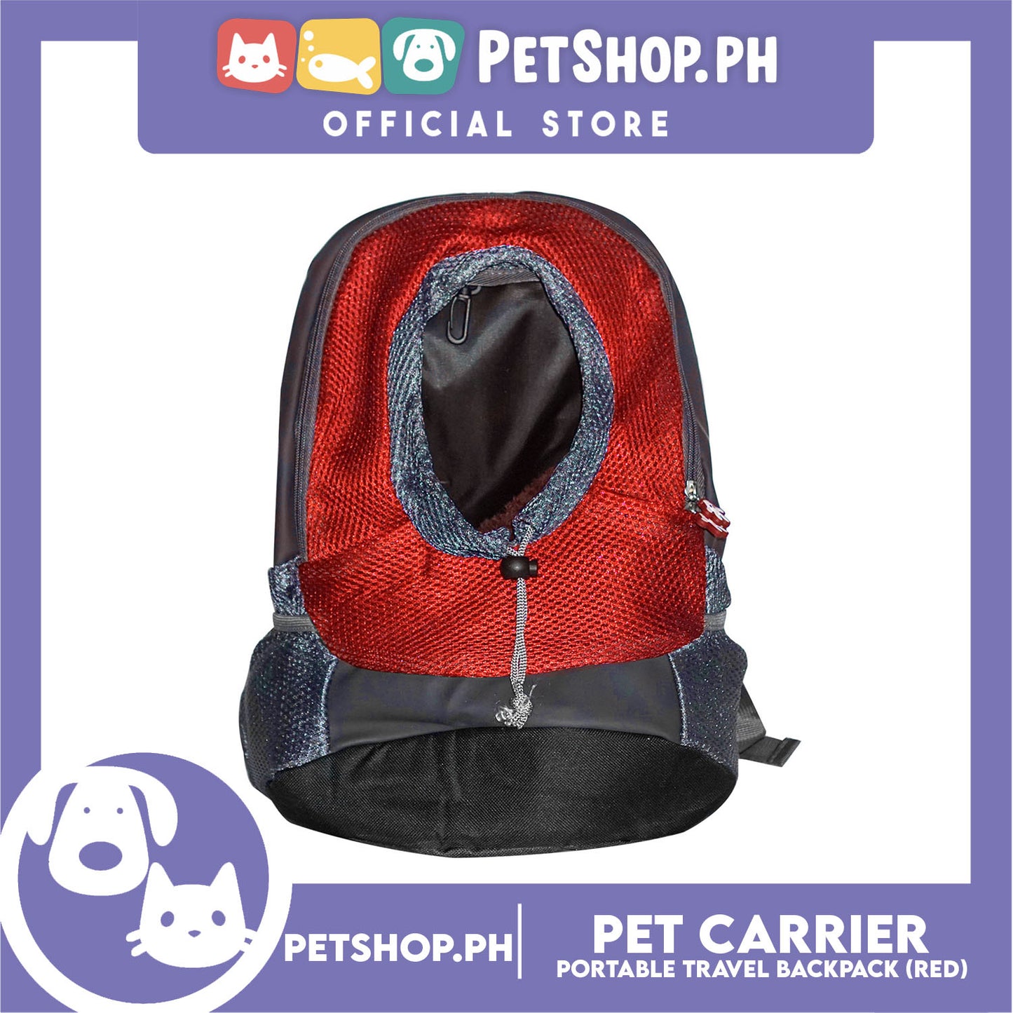 Pet Carrier Portable Outdoor Travel BackPack Safe Carrier for Dogs & Cats (Red)
