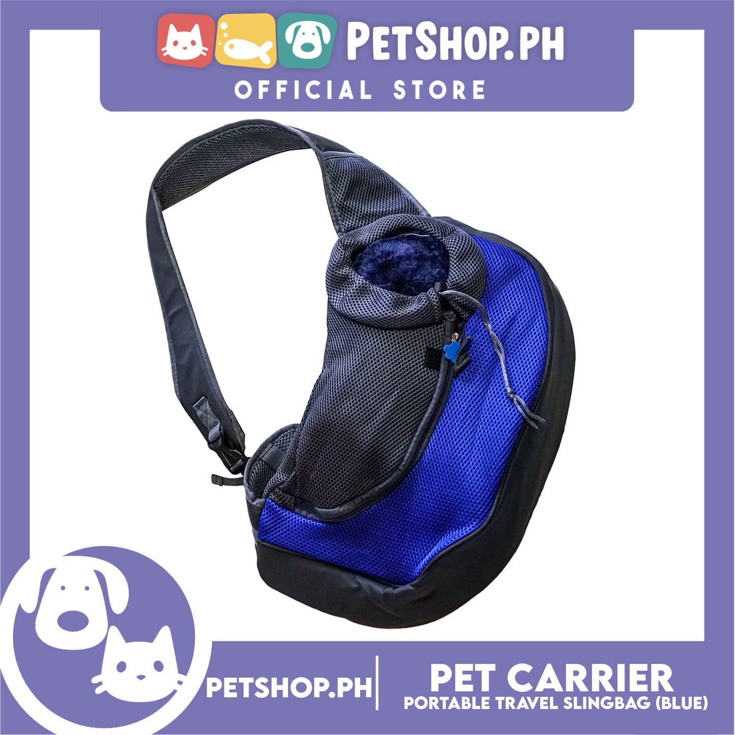 Pet Carrier Portable Outdoor Travel Sling Bag Safe Carrier for Dogs & Cats (Blue)