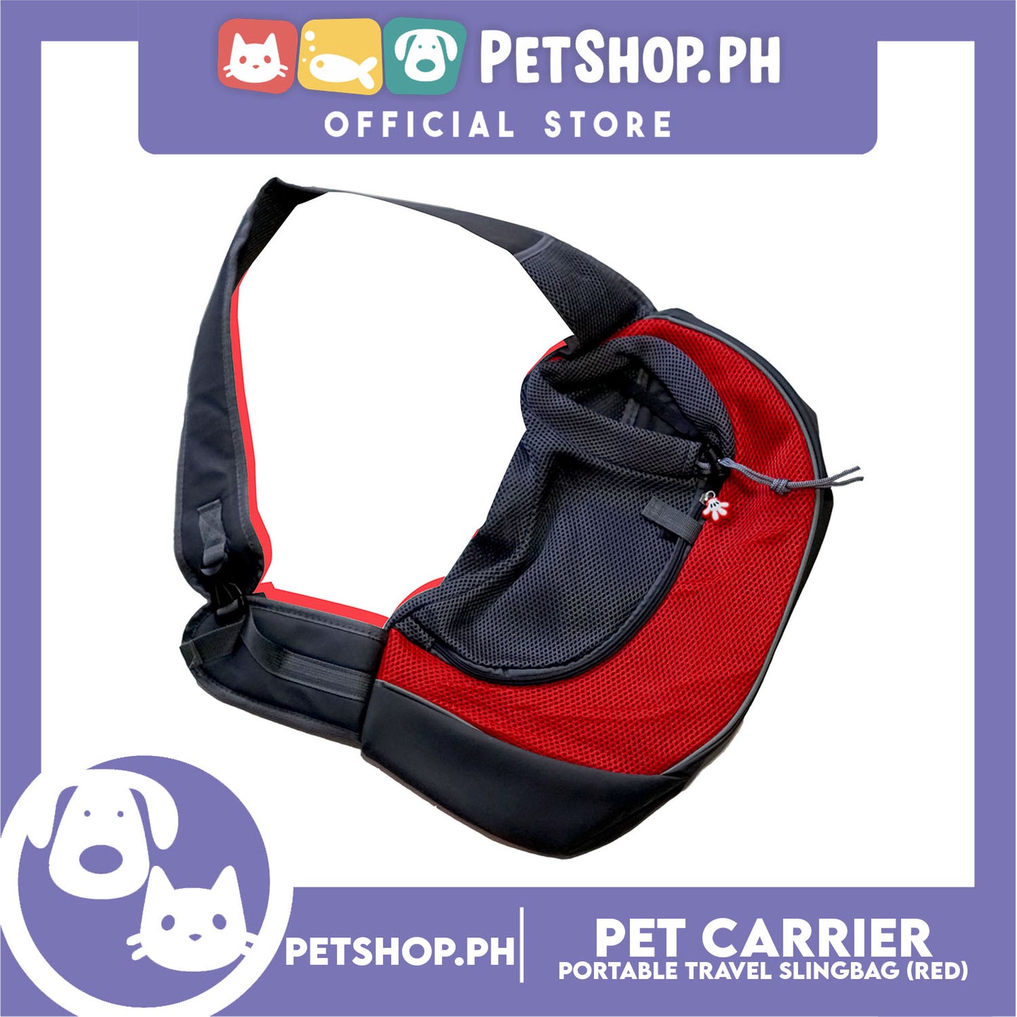 Pet Carrier Portable Outdoor Travel Sling Bag Safe Carrier for Dogs & Cats (Red)