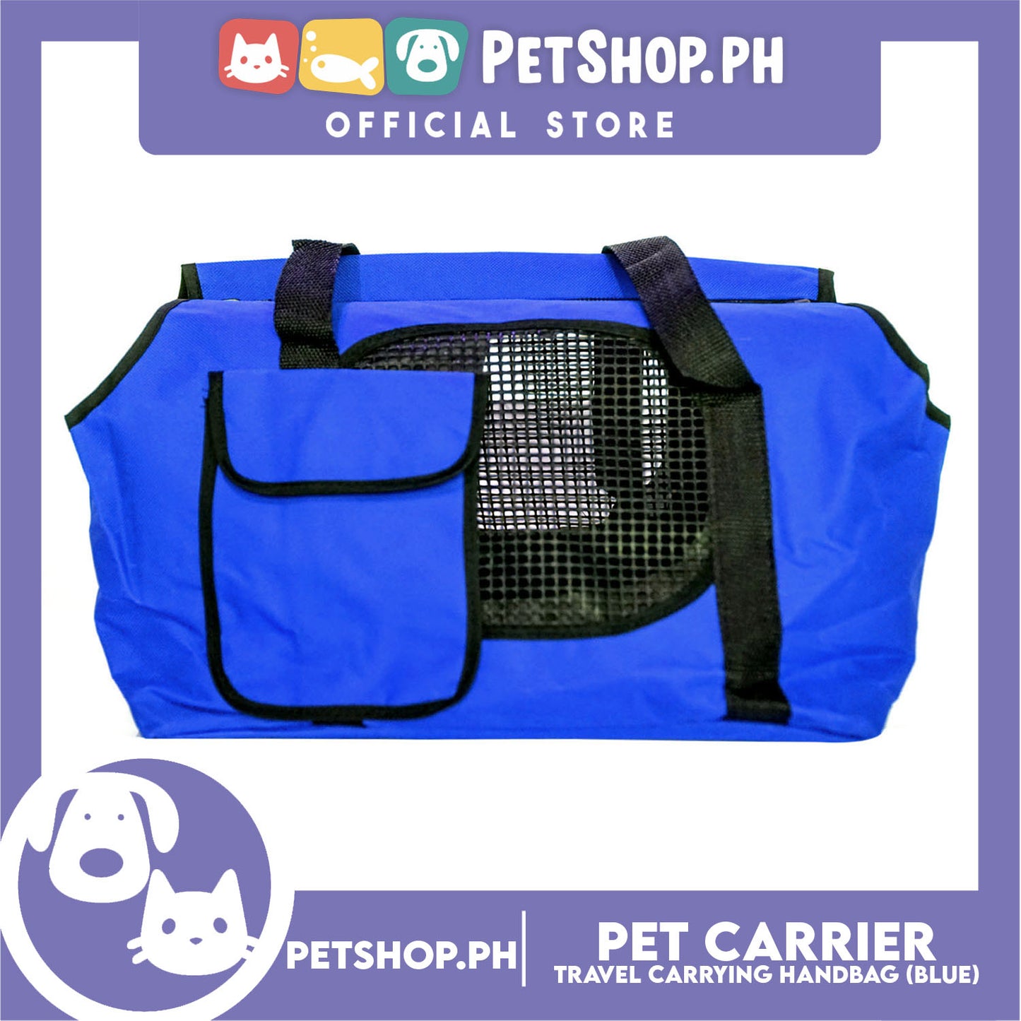 Pet Carrier Summer Travel Carrying Handbag, Shoulder Bag L36 x W18 x H26 Medium (Blue)