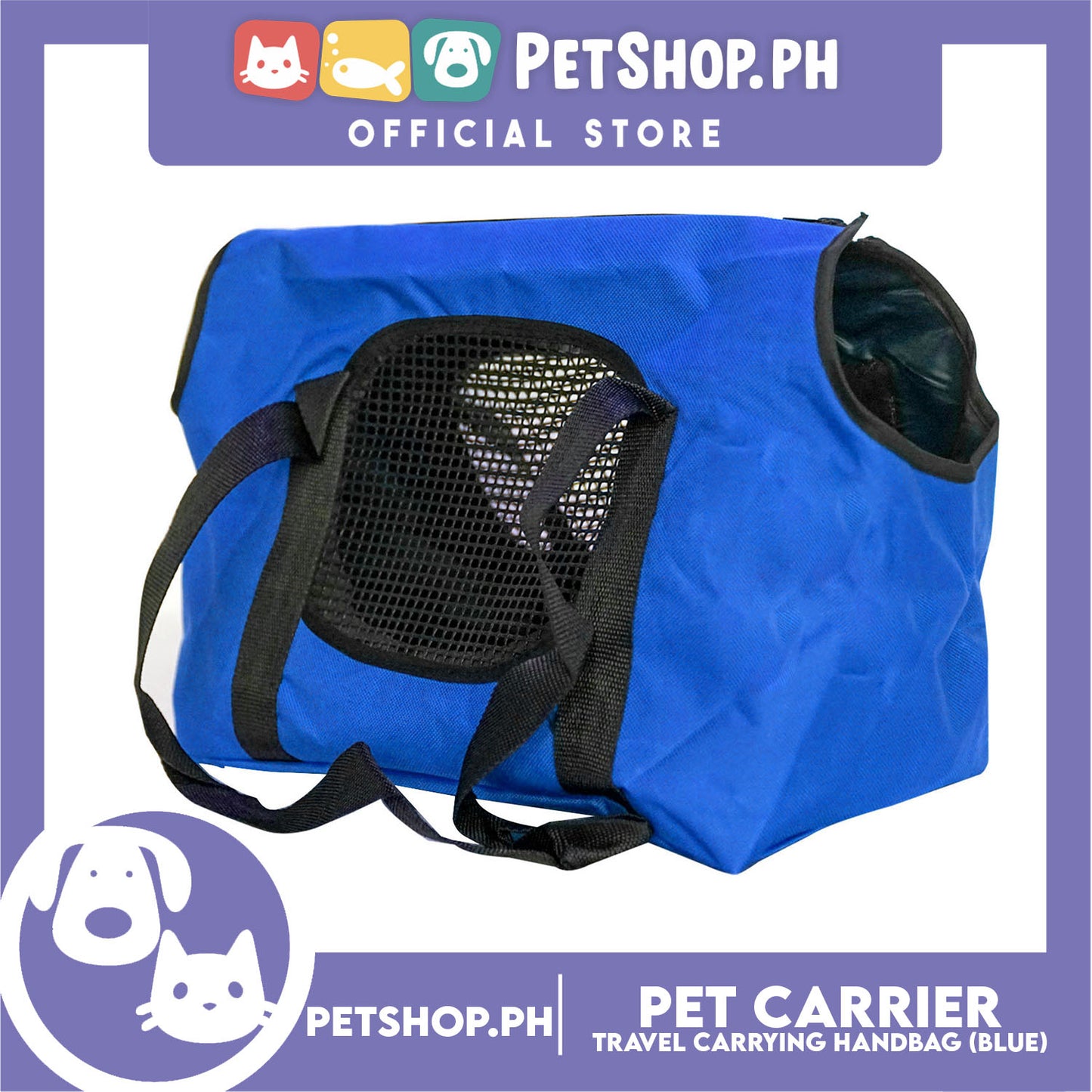 Pet Carrier Summer Travel Carrying Handbag, Shoulder Bag L36 x W18 x H26 Medium (Blue)