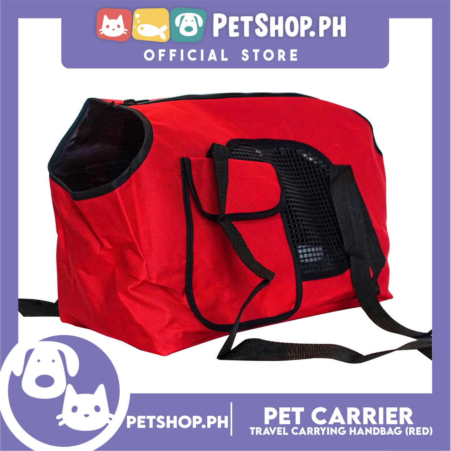 Pet Carrier Summer Travel Carrying Handbag, Shoulder Bag L36 x W18 x H26 Medium (Red)