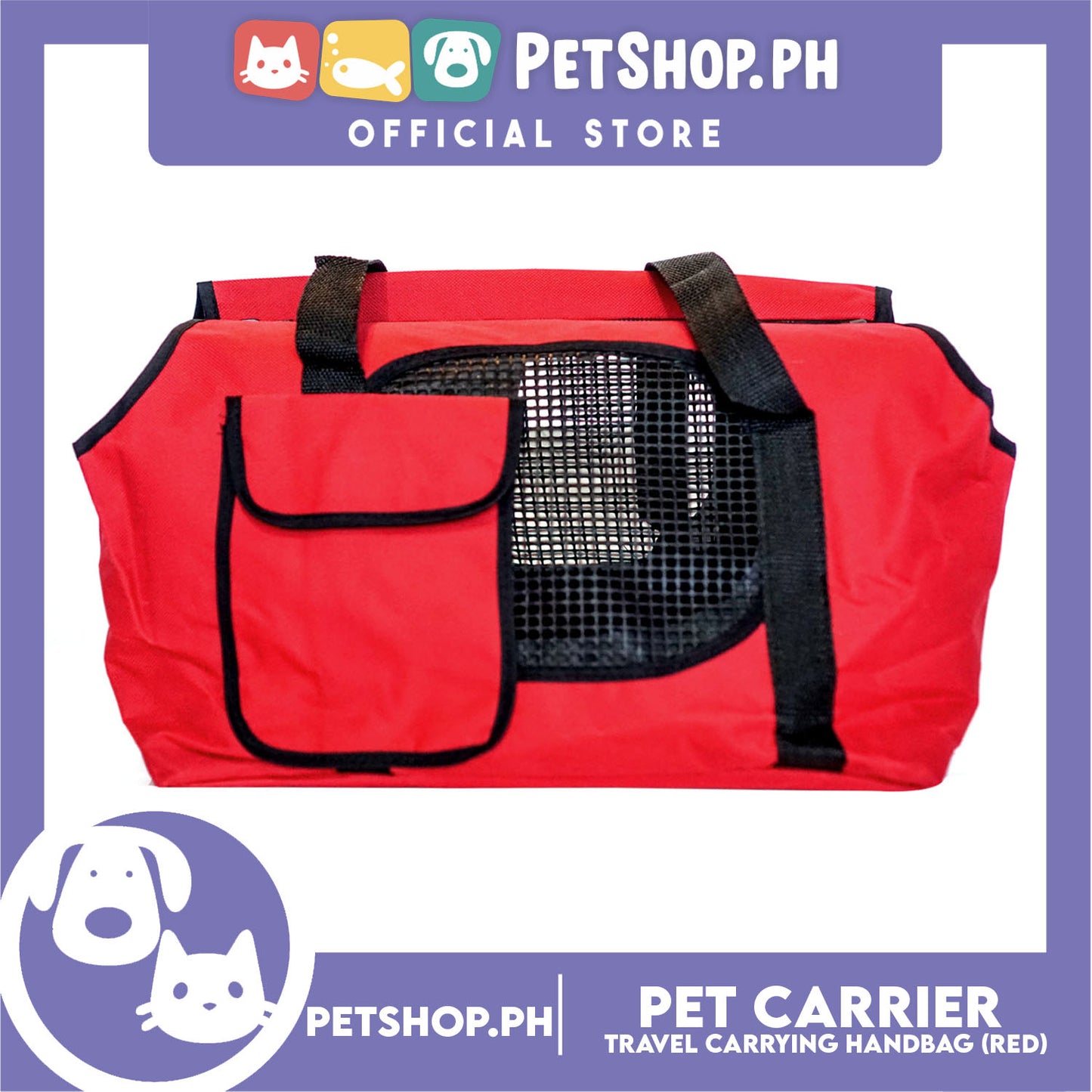 Pet Carrier Summer Travel Carrying Handbag, Shoulder Bag L34 x W13 x H22 Small (Red)