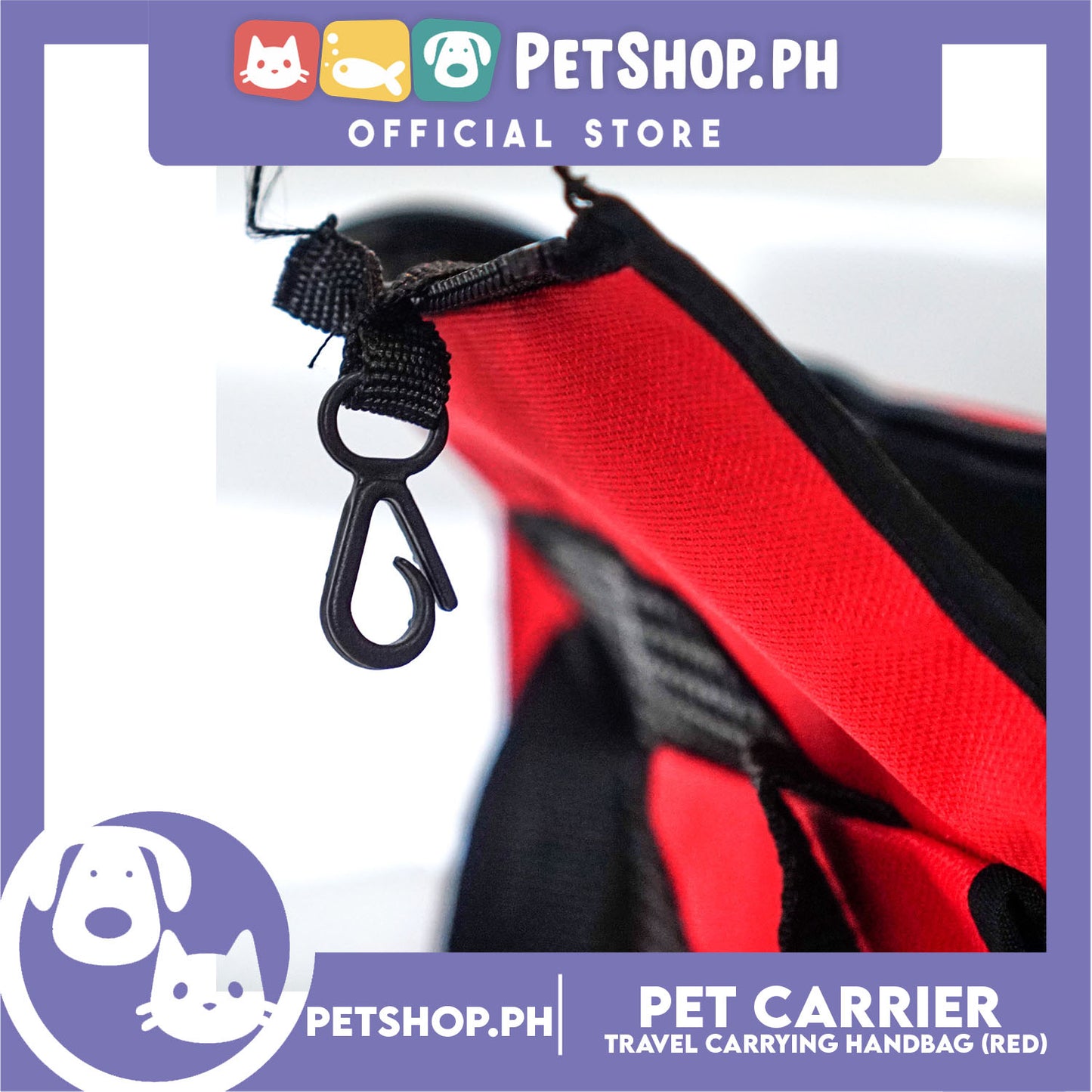 Pet Carrier Summer Travel Carrying Handbag, Shoulder Bag L34 x W13 x H22 Small (Red)