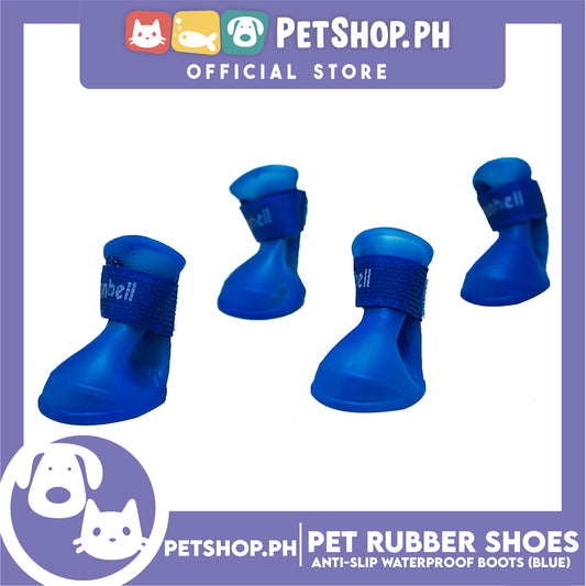 Pet Rubber Rain Shoes Anti-Slip Waterproof Rubber Boots with Paws Cover P6711 - Rubber Boots (Blue)