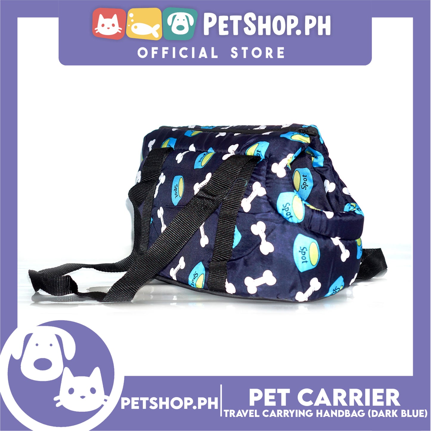 Pet Travel Handbag Carrier Dog Design Medium for Little Medium Dogs Puppy Cats (Dark Blue)