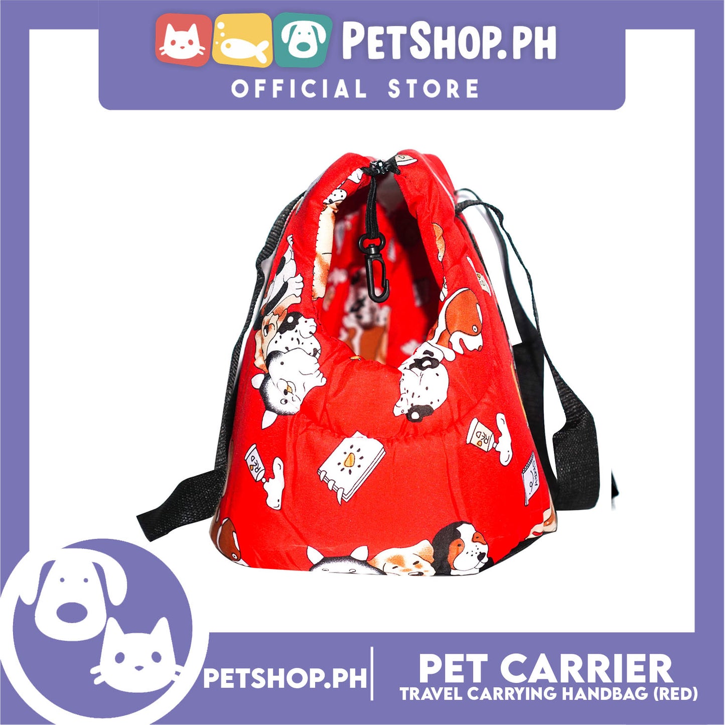 Pet Travel Handbag Carrier Dog Design Medium for Little Medium Dogs Puppy Cats (Red)