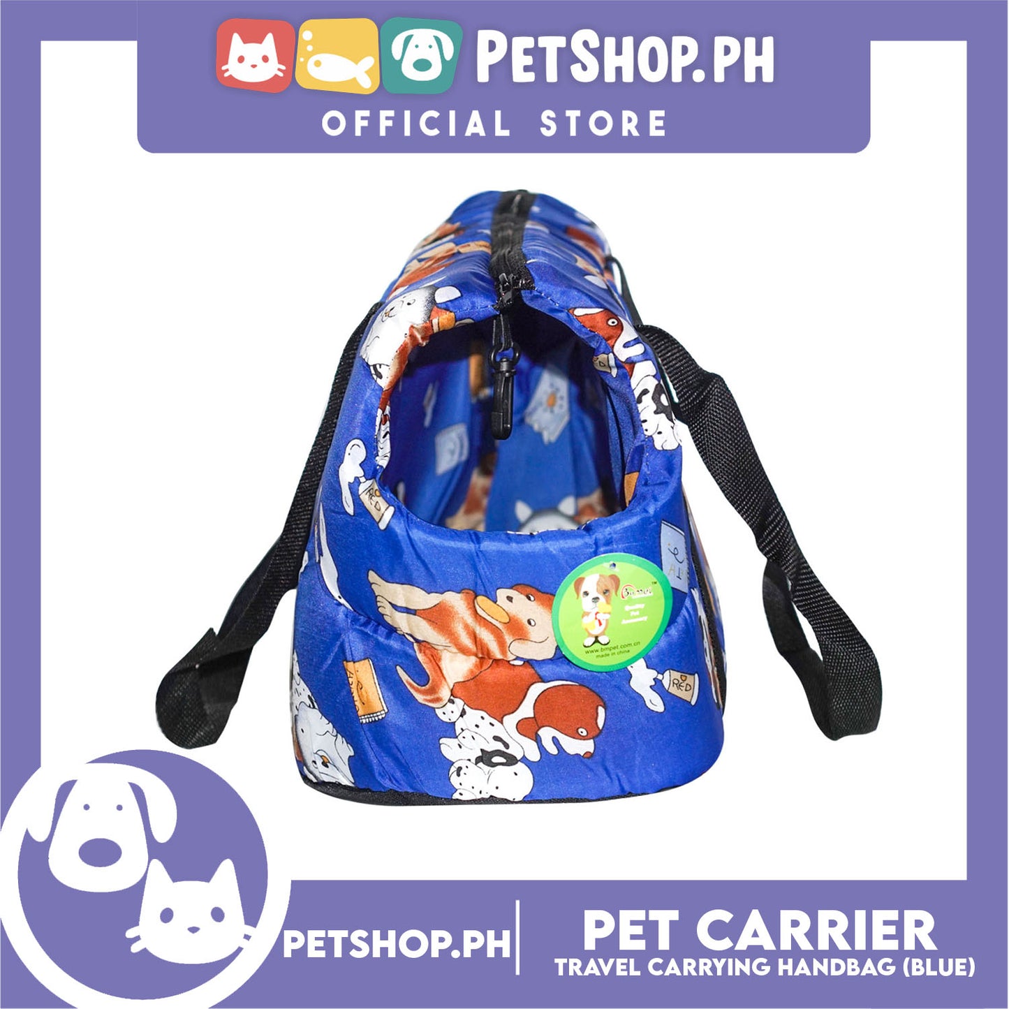 Pet Travel Handbag Carrier Dog Design Large for Smal Medium Dogs Cats (Blue)