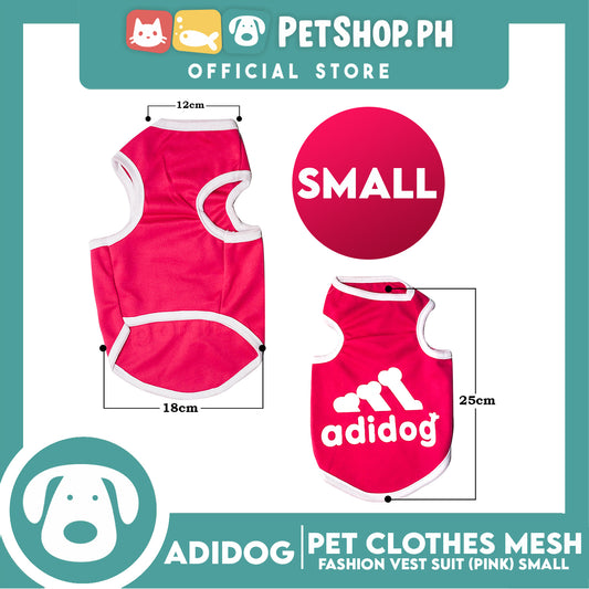 Adidog Pet Clothes Mesh Vet, Summer Dog Clothes, Breathable Mesh Vet, Dog Shirt, Pet Jersey, Fashion Vest Suit for Dogs (Pink) (Small)