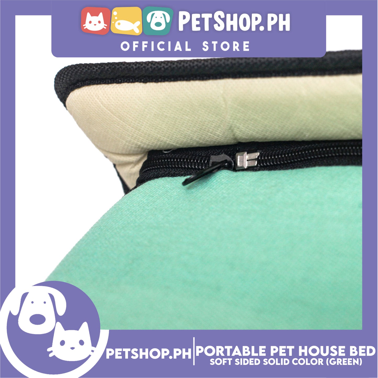 Portable Pet House Bed With Soft Sided Solid Color 30x33x32cm Medium (Mint Green)