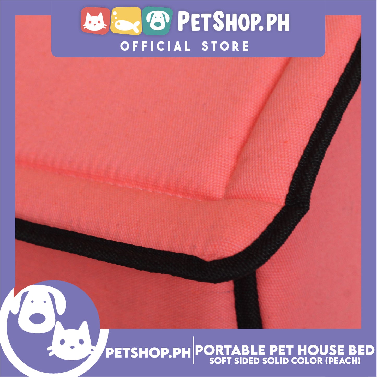 Portable Pet House Bed With Soft Sided Solid Color 25x31x32cm Small (Peach)
