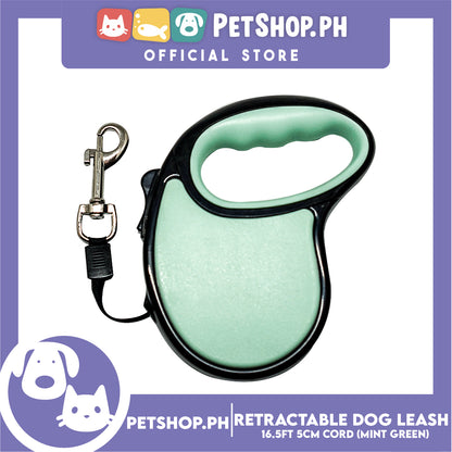 Retractable Dog Leash 16.5ft (5M) Cord with One Button Lock and Release for Up to 33lbs. Dog & Cats (Mint Green)