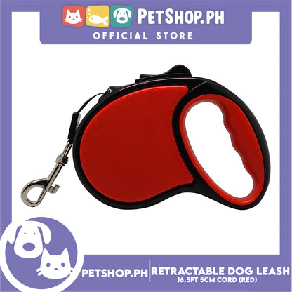 Retractable Dog Leash 16.5ft (5M) Cord with One Button Lock and Release for Up to 33lbs. Dog & Cats (Red)