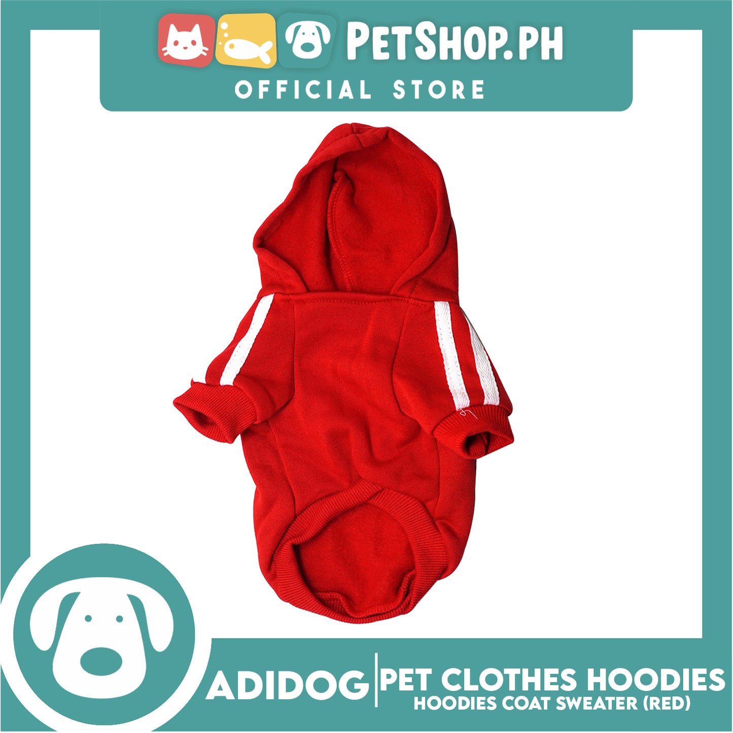 Adidog Pet Clothes Hoodies, Dog Winter Hoodies Apparel Puppy Warm Hoodies Coat Sweater (Red) Small