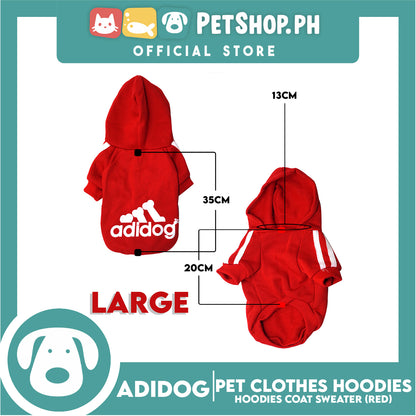 Adidog Pet Clothes Hoodies, Cute Warm Winter Hoodies Coat Sweater (Red) Large