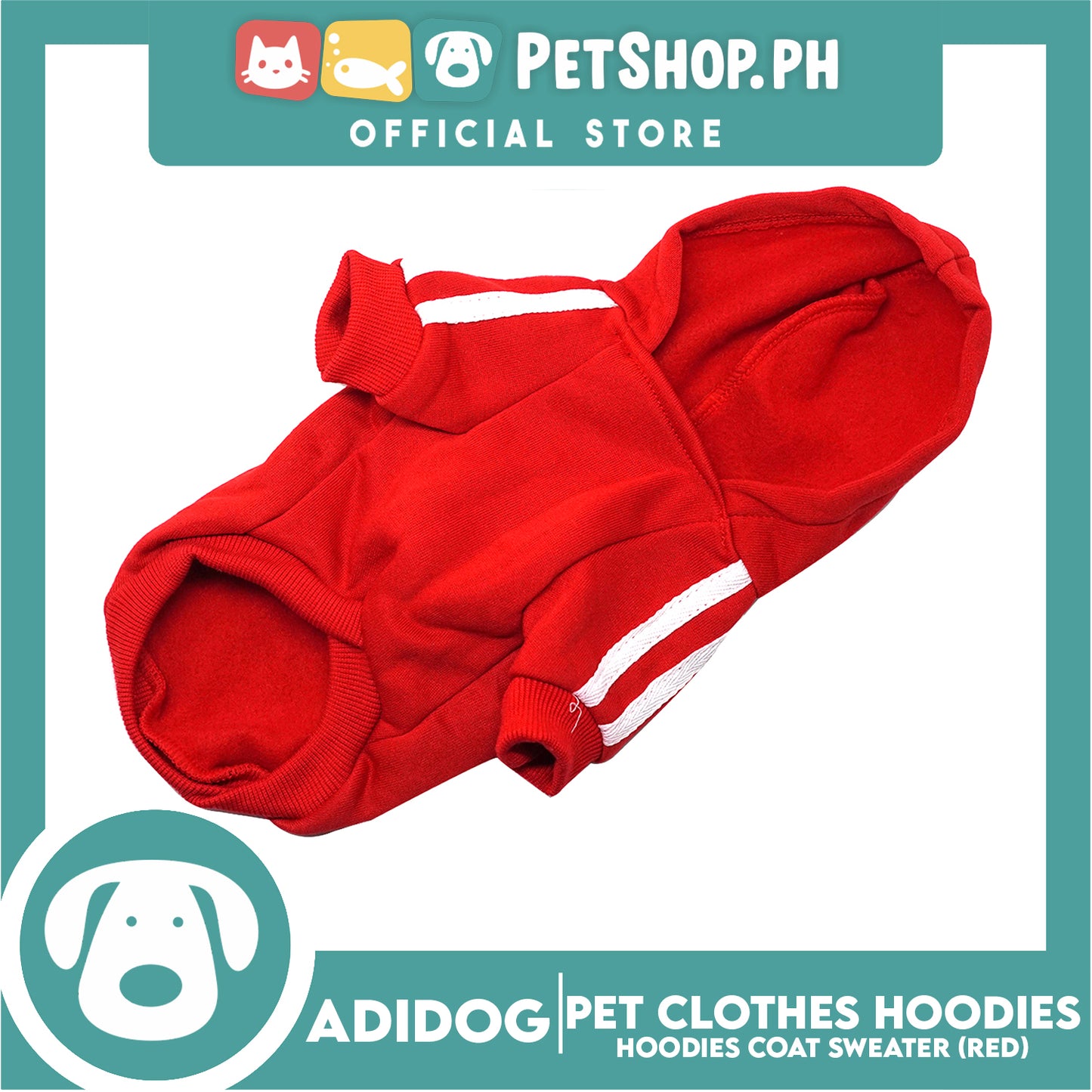 Adidog Pet Clothes Hoodies, Dog Winter Hoodies Apparel Puppy Warm Hoodies Coat Sweater (Red) Small