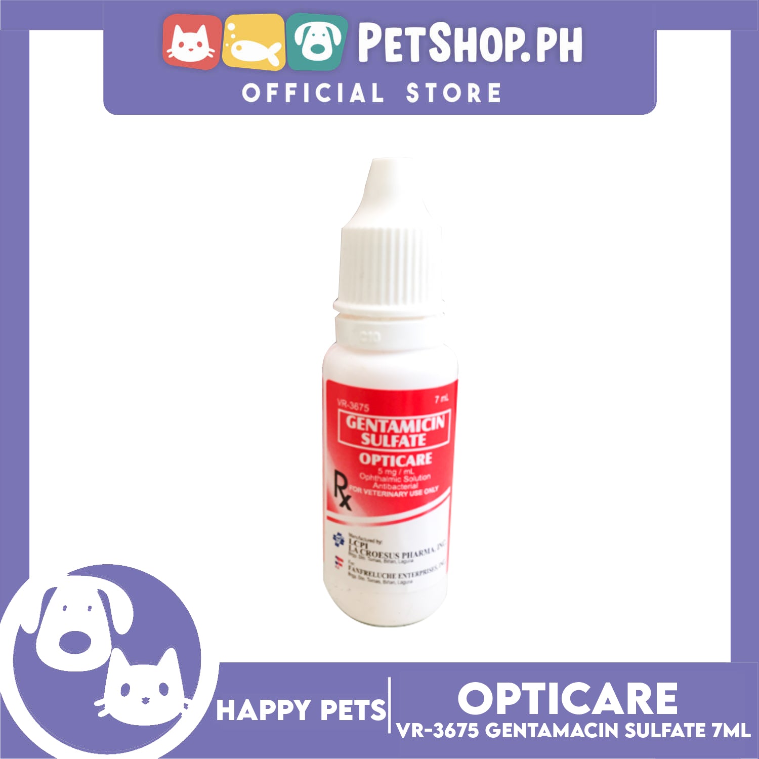 Gentamicin ophthalmic outlet solution for dogs