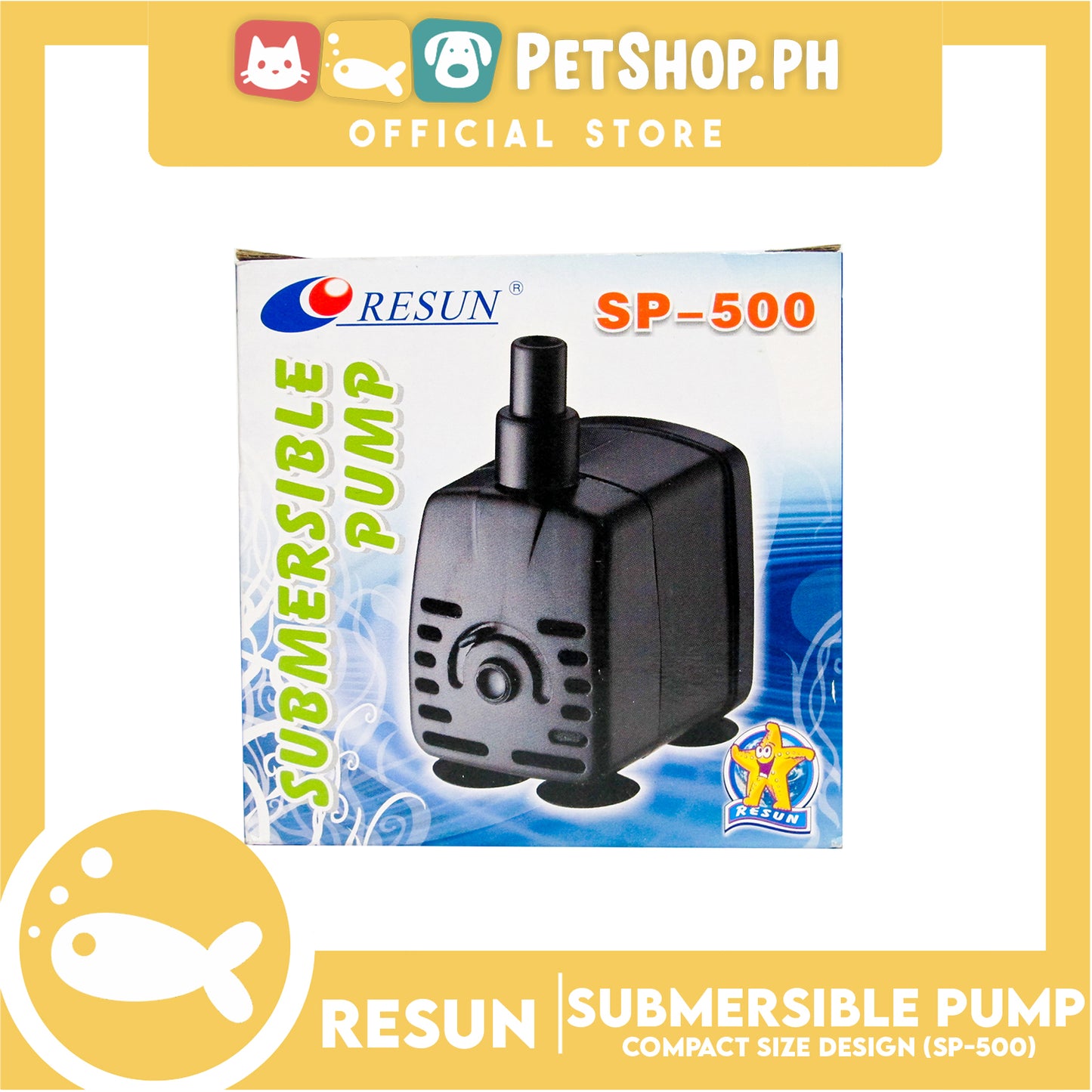 Resun Submersible Water Pump SP-500 for Fish Tank, Pond, Aquarium, Statuary, Hydroponics