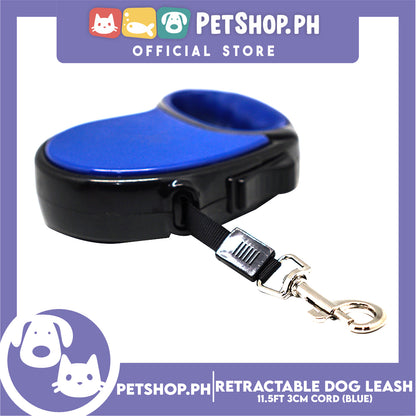 Retractable Dog Leash 11.5ft (3M) Cord with One Button Lock and Release for Up to 25lbs. Dog and Cats (Blue)
