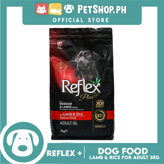 Reflex Plus Adult Dog Food for Medium & Large Breeds with Lamb & Rice 3kg