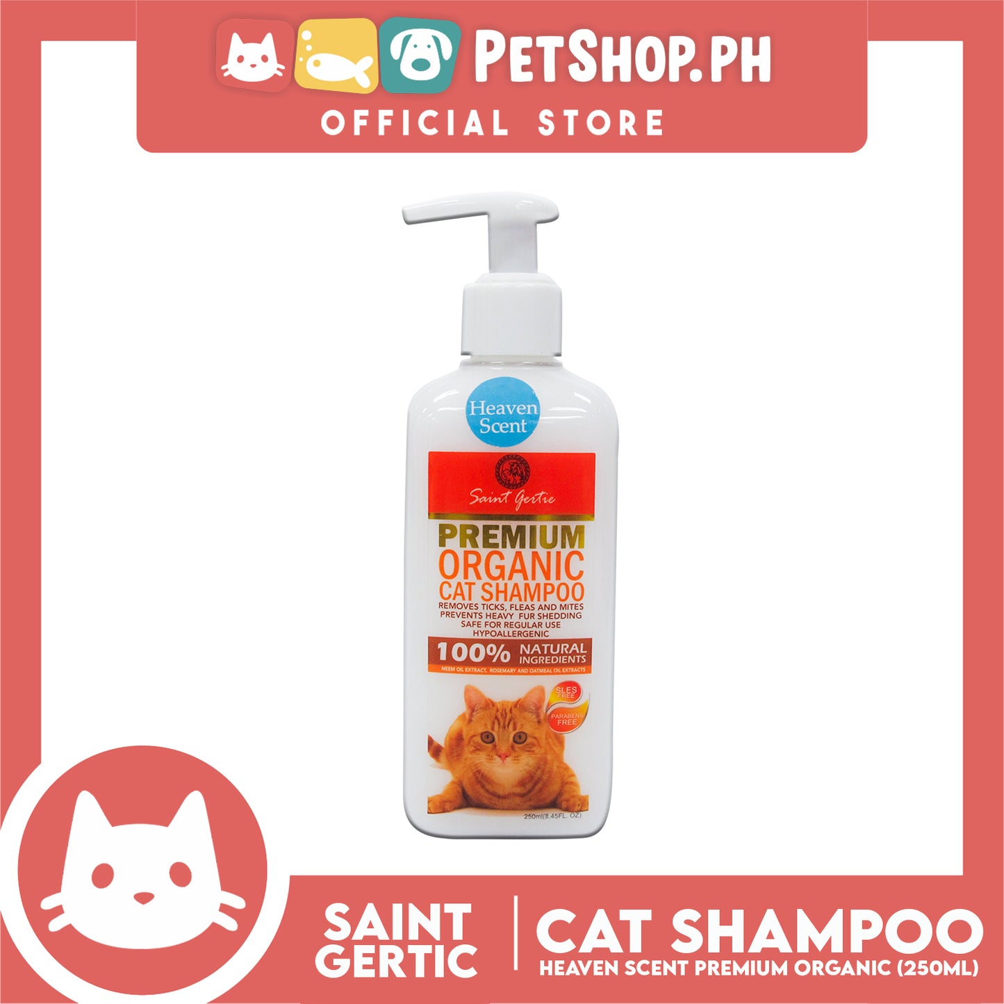 Saint Gertie Premium (Heaven Scent) 250ml Organic Cat Shampoo