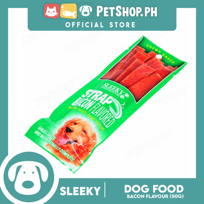 Sleeky Chewy Strap Bacon Flavored 50g Dog Treats