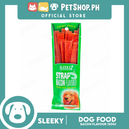 Sleeky Chewy Strap Bacon Flavored 50g Dog Treats