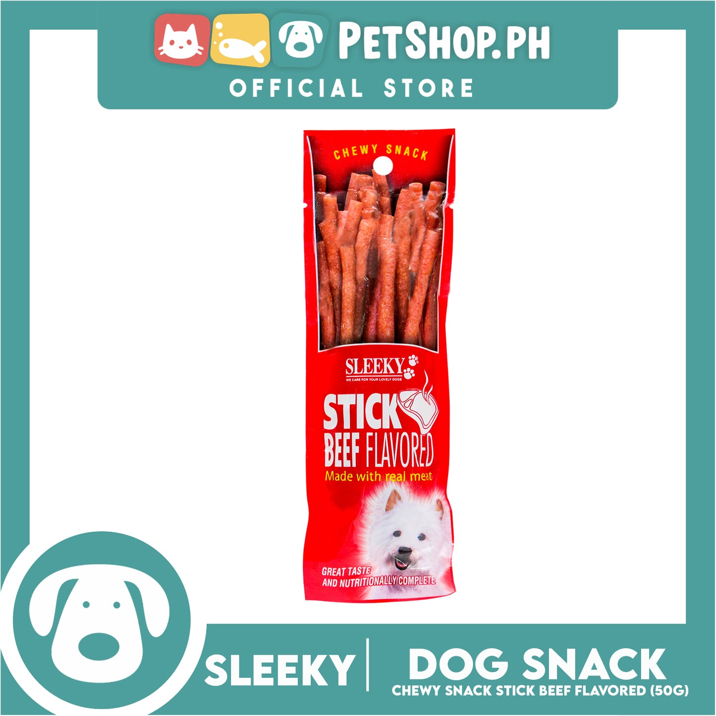 Sleeky Chewy Stick Beef Flavored 50g Dog Treats