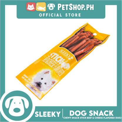 Sleeky Chewy Snack Stick Beef and Cheese Flavored  50g Dog Treats