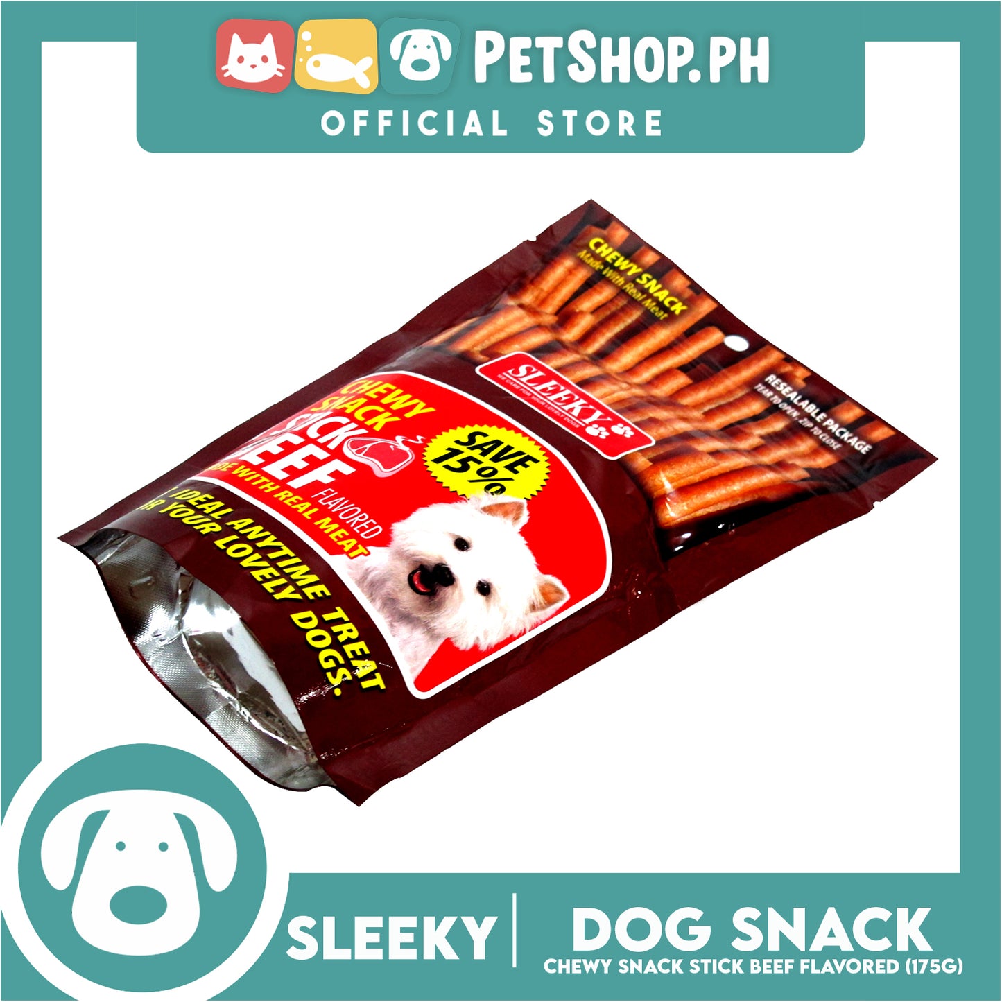 Sleeky Chewy Snack Stick Beef Flavored 175g Dog Treats