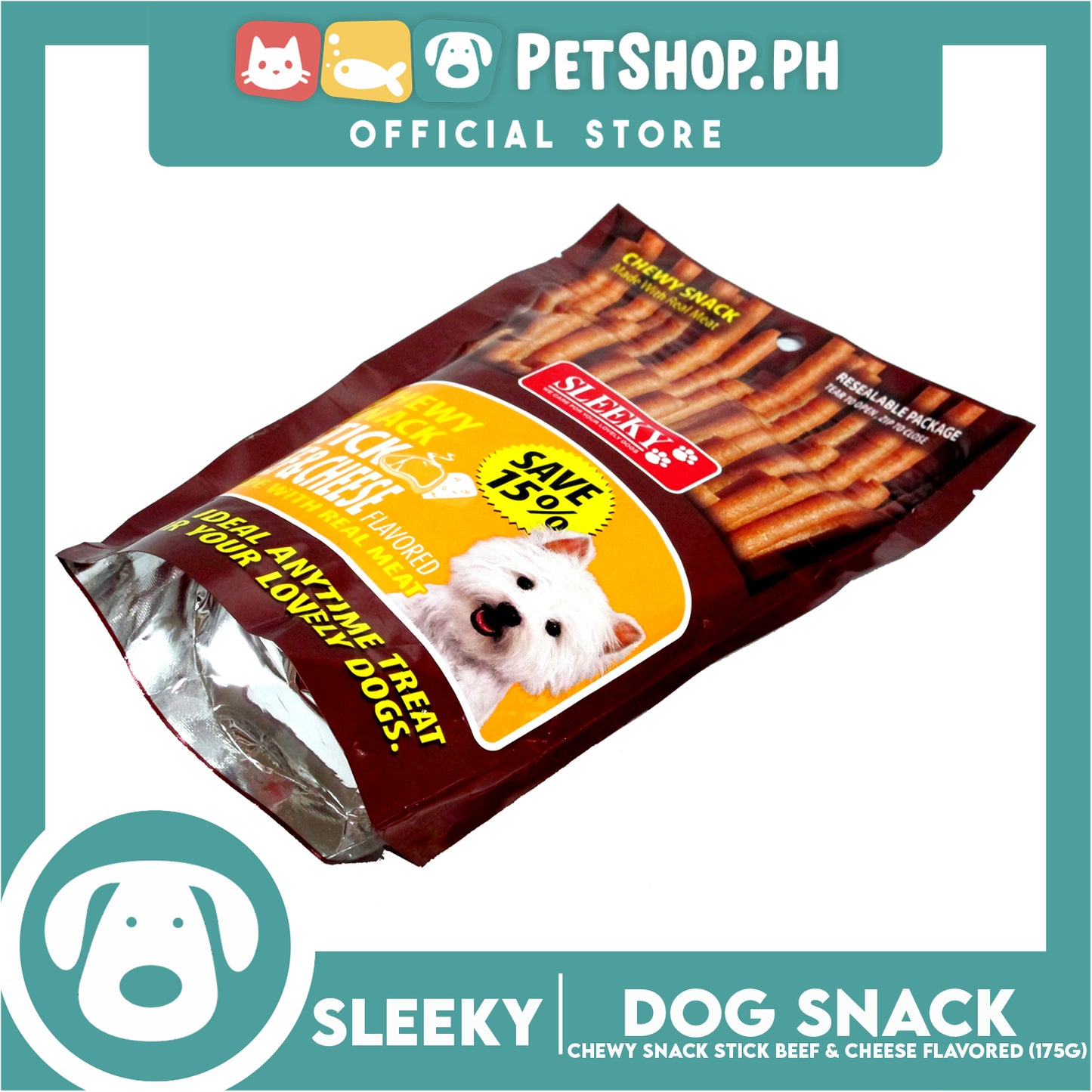 Sleeky Chewy Snack Stick Beef and Cheese Flavored 175g Dog Treats