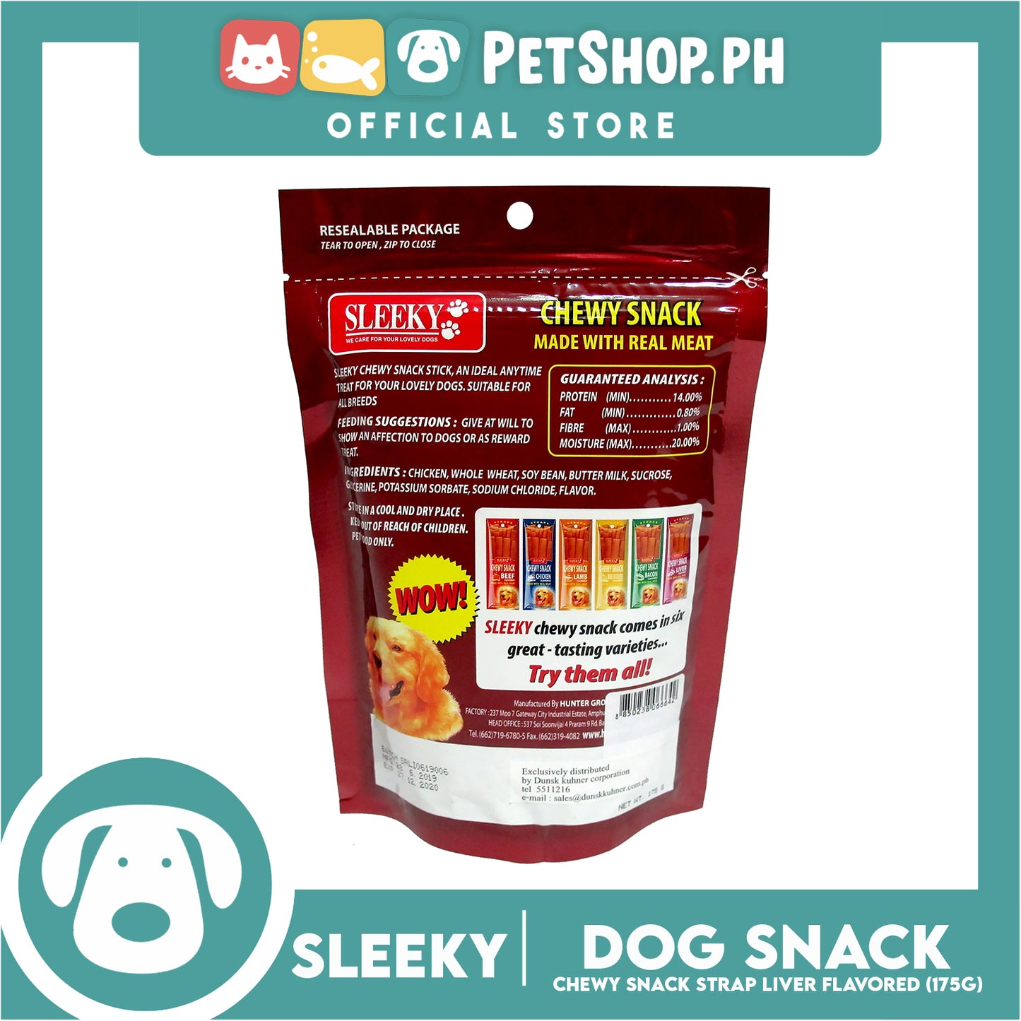Sleeky Chewy Strap Liver Flavored 175g Dog Treats