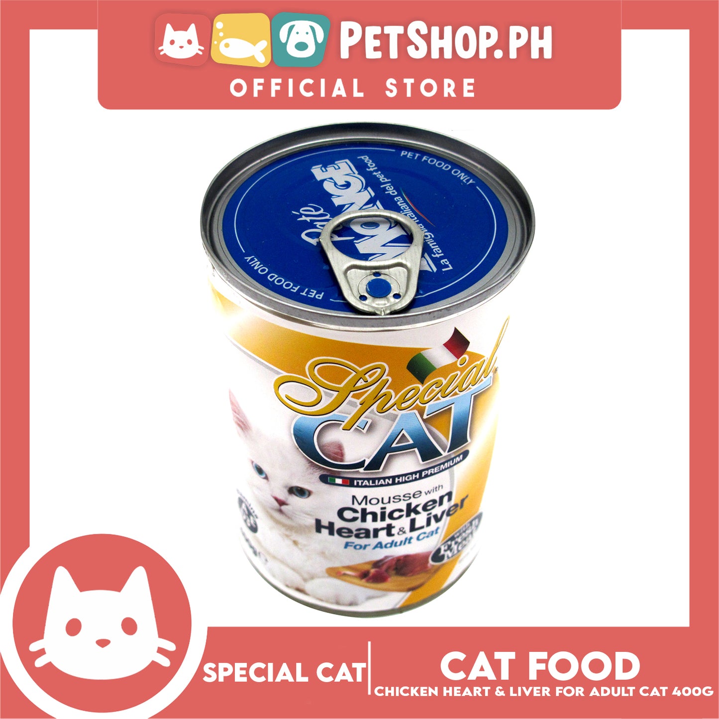 Monge Special Cat Mousse 400g (Chicken Heart and Liver) Cat Wet Food ,Cat Canned Food