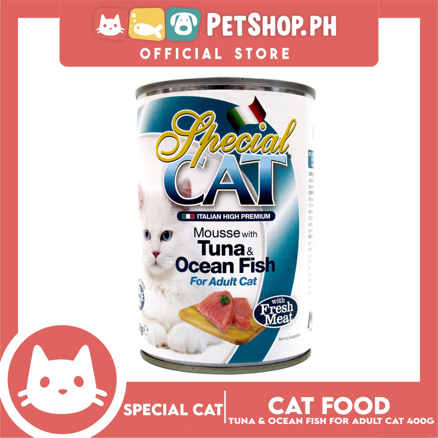 Monge Special Cat Mousse 400g (Tuna and Ocean Fish) Cat Wet Food, Cat Canned Food