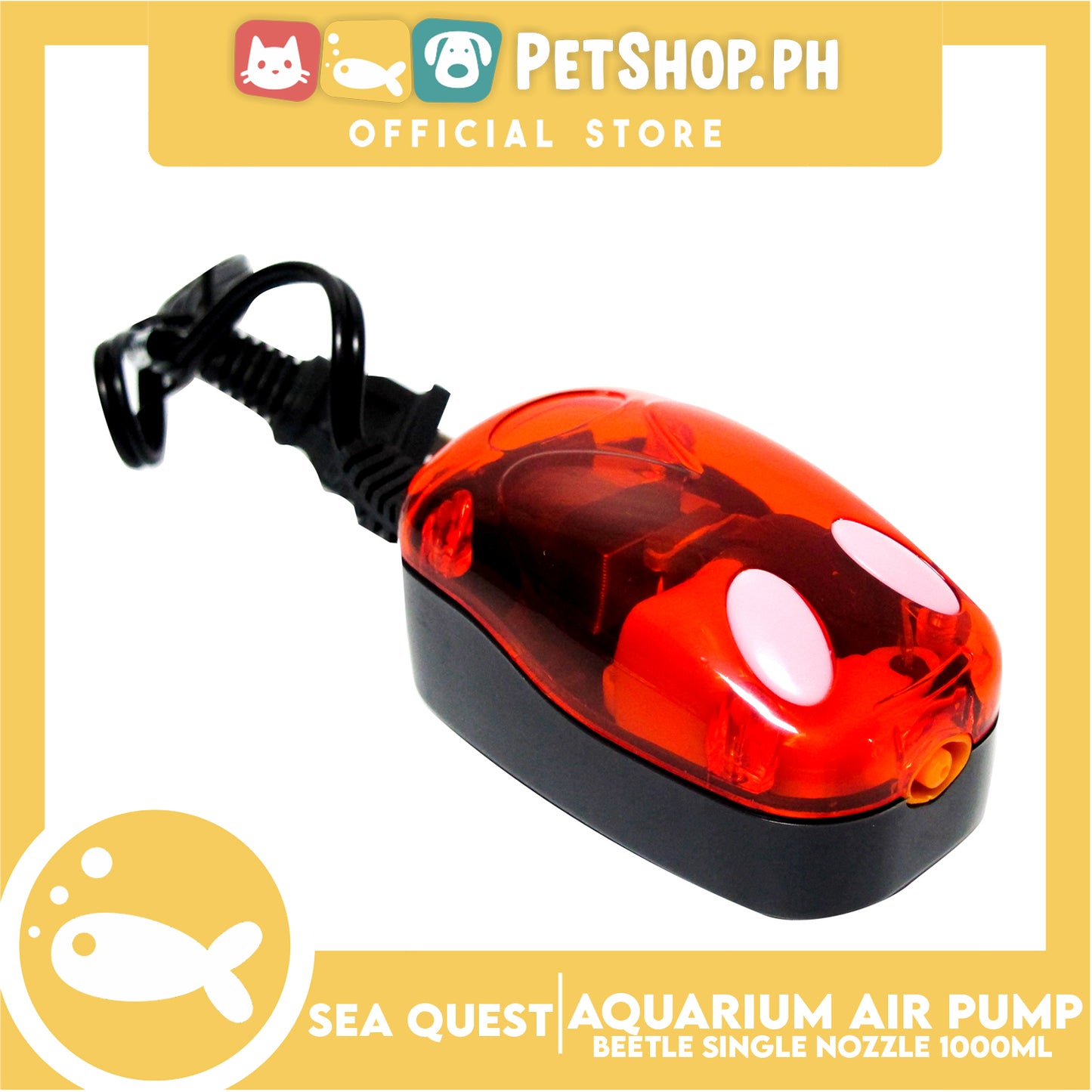 Sea Quest Beetle Aquarium Air Pump Single Nozzle (Red)