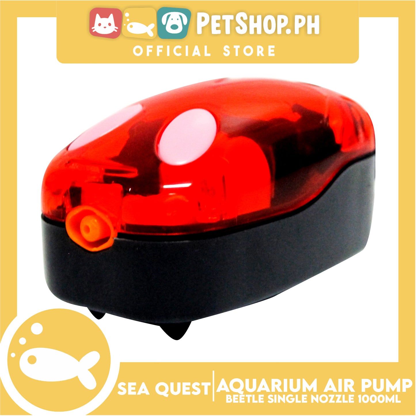 Sea Quest Beetle Aquarium Air Pump Single Nozzle (Red)