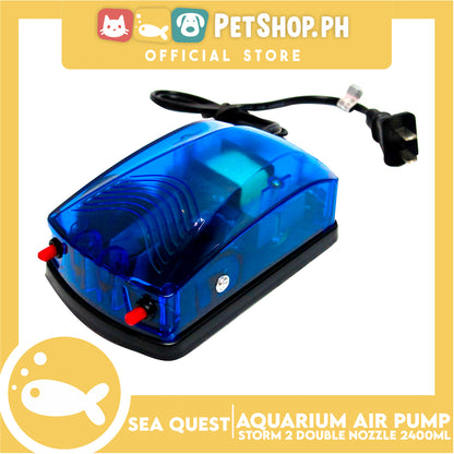 Sea Quest Aquarium Air Pump Storm 2 Double Nozzle (Blue)