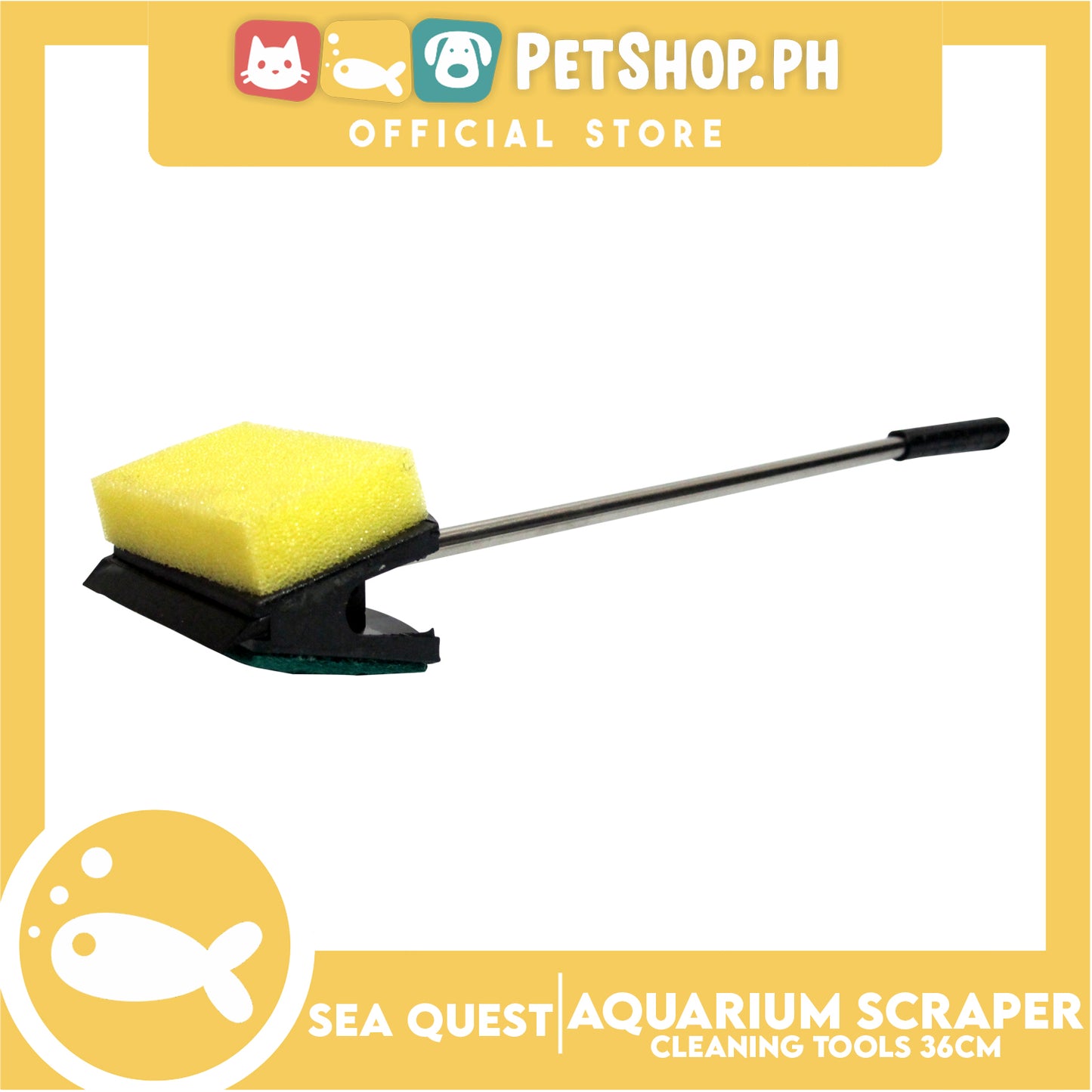 Sea Quest Aquarium Stainless Scraper with Foam 36cm for Aquariums