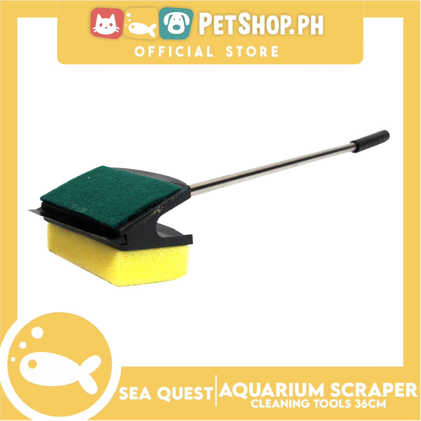 Sea Quest Aquarium Stainless Scraper with Foam 36cm for Aquariums