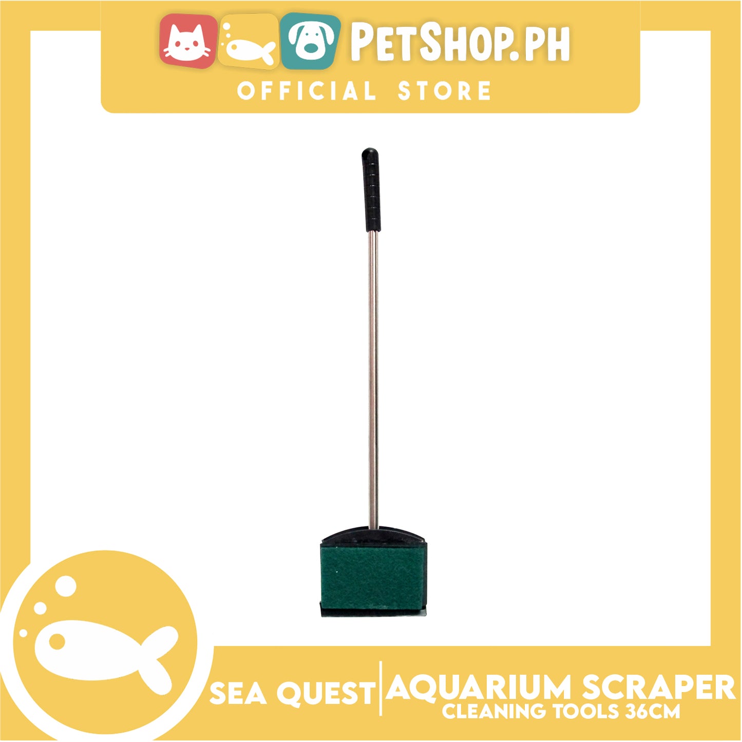 Sea Quest Aquarium Stainless Scraper with Foam 36cm for Aquariums