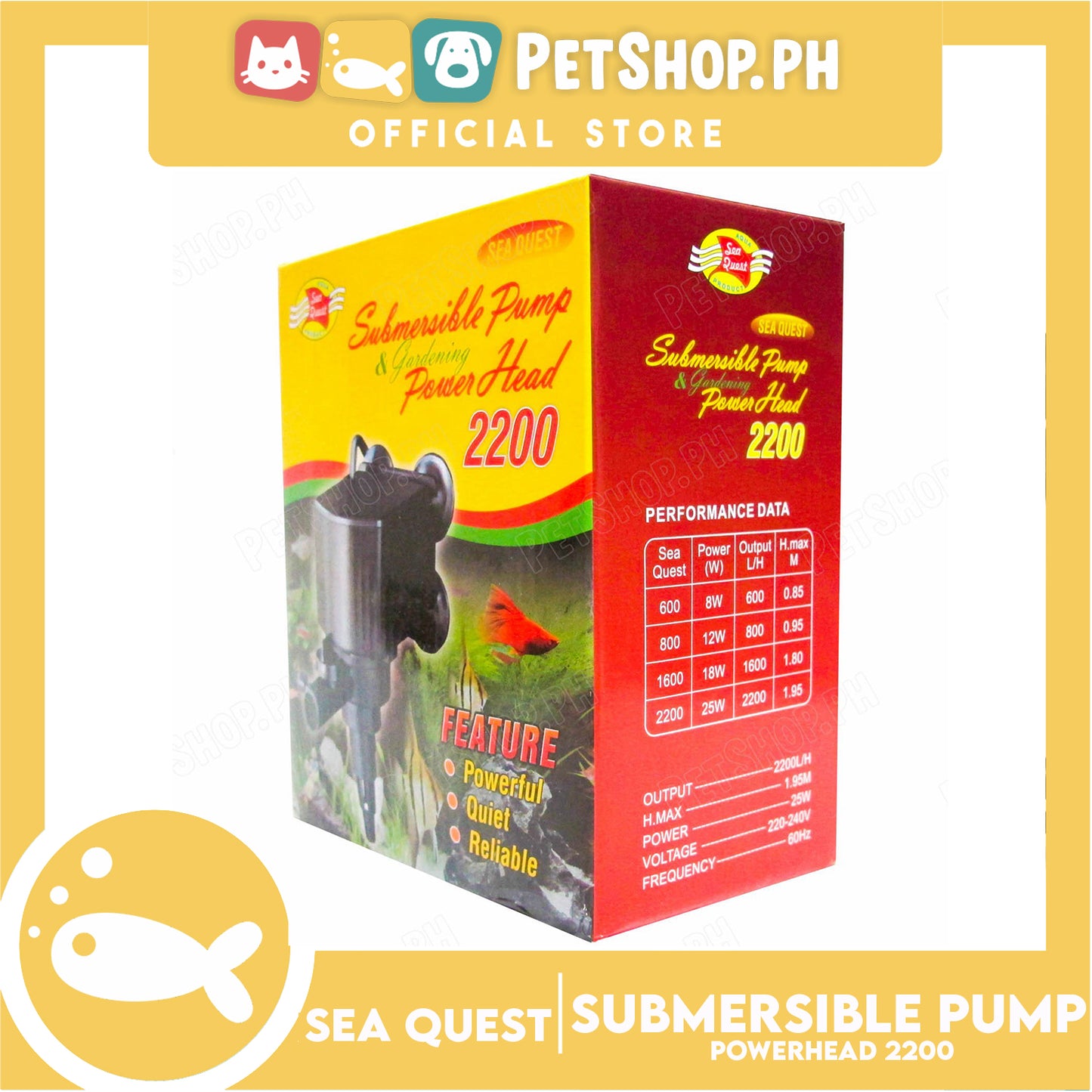 Sea Quest Submersible Pump and Gardening Powerhead 2200