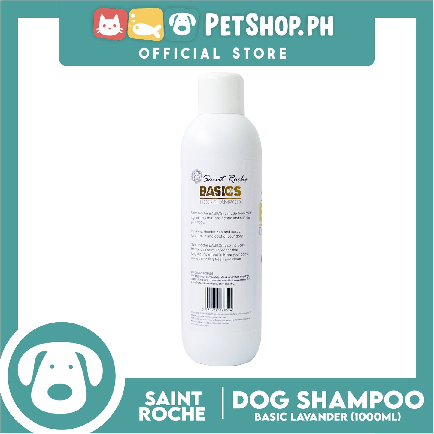 Saint Roche Basics (Lavender Scent) 1 Liter Dog Shampoo