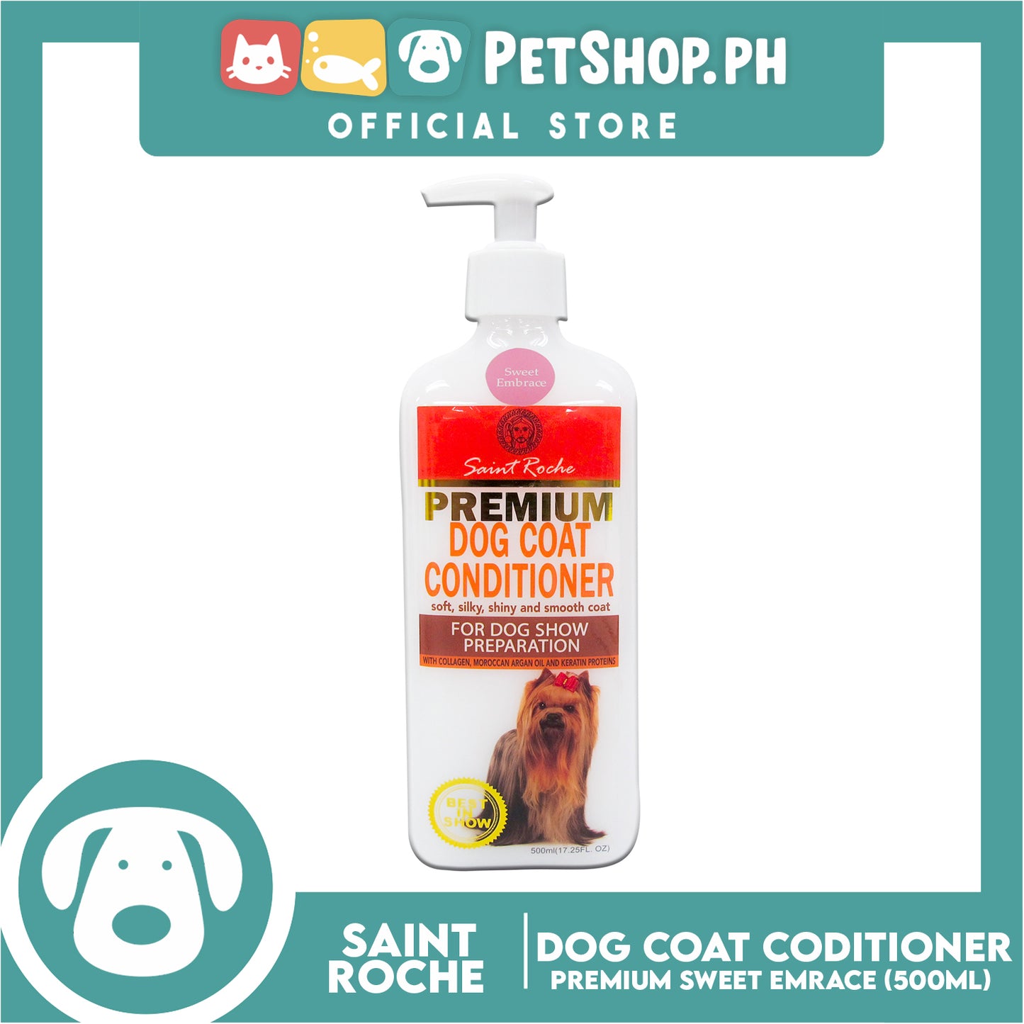 Saint Roche Premium Dog Coat Conditioner (Sweet Embrace Scent) 500ml For Dog Show Preparation