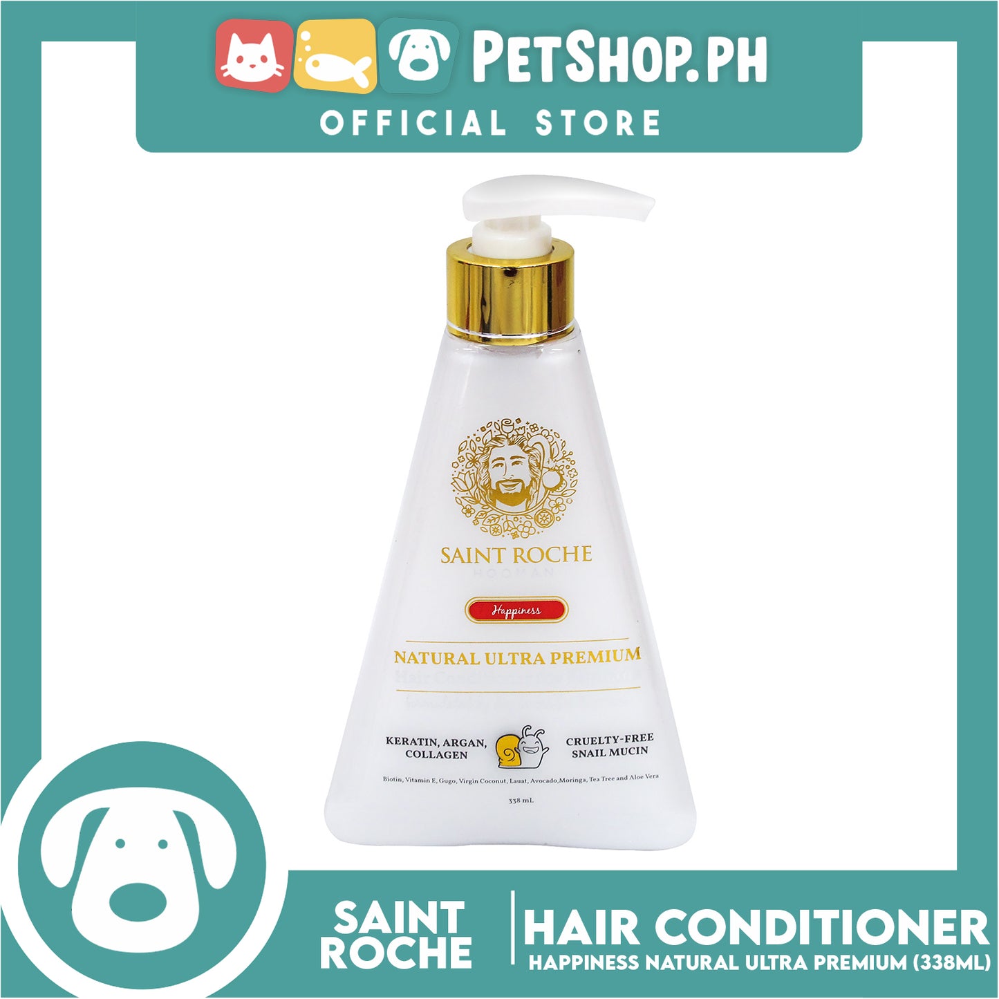 Saint Roche Hooman Natural Ultra Premium Conditioner (Happiness Scent) 338ml For The Skin and Coat of Your Dogs