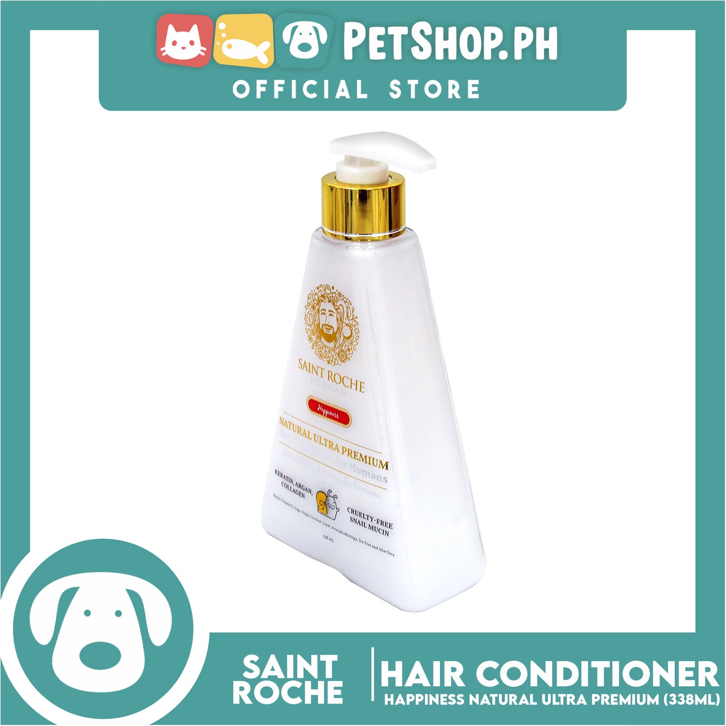 Saint Roche Hooman Natural Ultra Premium Conditioner (Happiness Scent) 338ml For The Skin and Coat of Your Dogs