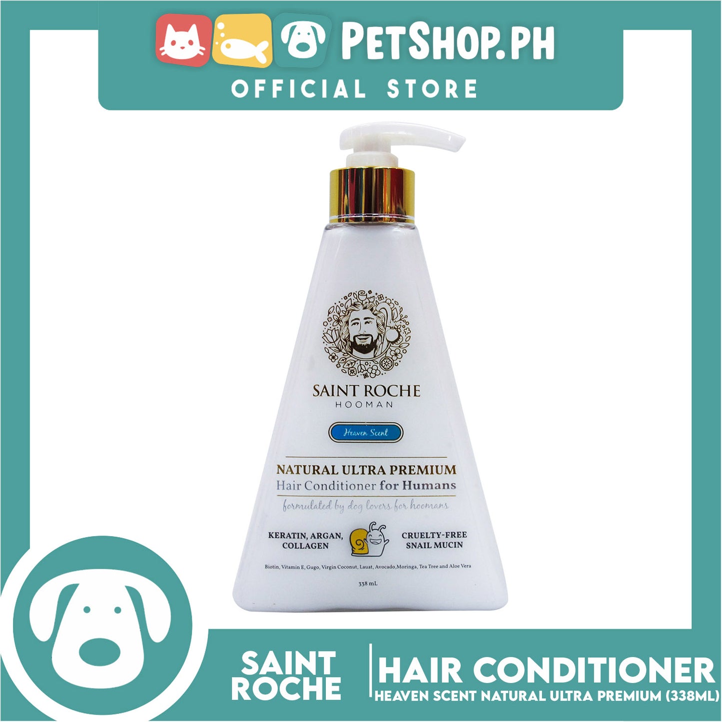 Saint Roche Hooman Natural Ultra Premium Conditioner (Heaven Scent) 338ml For The Skin and Coat of Your Dogs