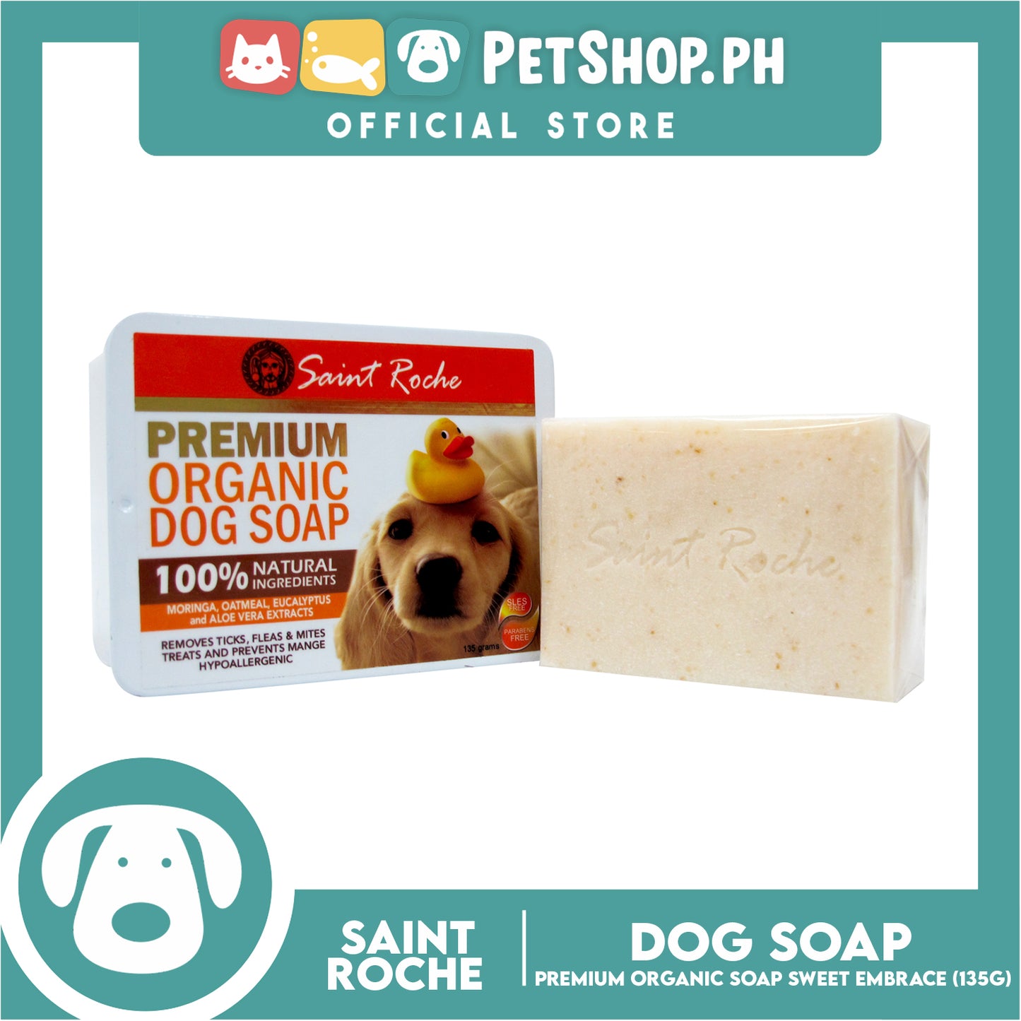 Saint Roche Premium Organic Soap (Sweet Embrace Scent) 135g Dog Soap