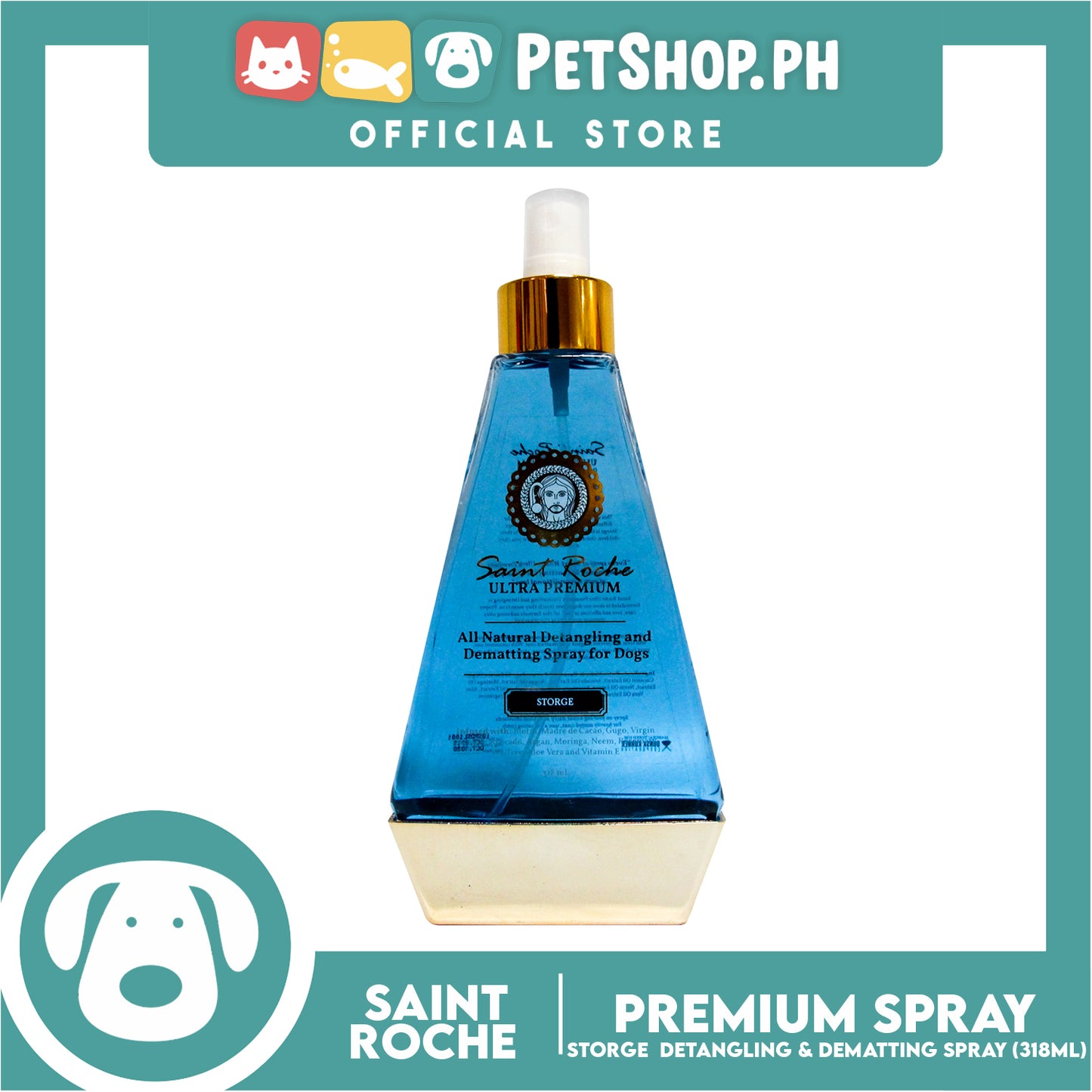 Saint Roche Ultra Premium All Natural Detangling and Dematting Spray for Dogs 318ml (Storge)